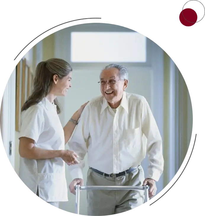 A woman and an old man in white shirts